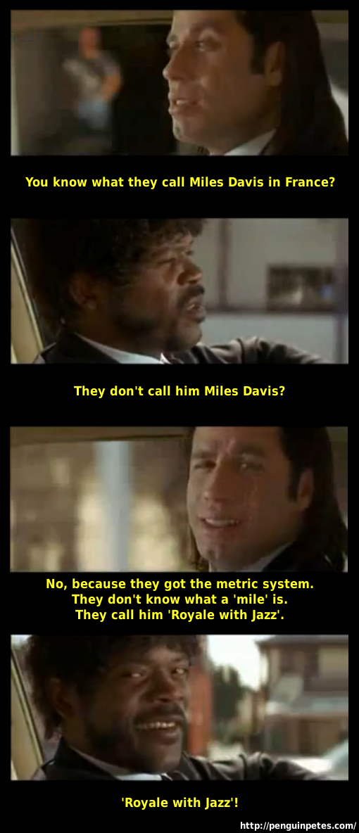 Pulp Fiction explores Miles Davis as Royale with Jazz