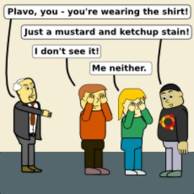 wearing the Ubuntu shirt